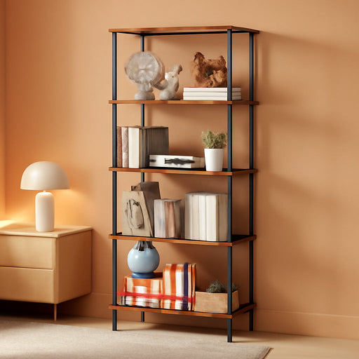 5-Tier L-Shaped Corner Bookshelf, 60" Tall Modern Corner Shelf | L-Shape Corner Fits Living Room, Bedroom, or Home Office Corners, 5 Open Shelves, Display Rack for Books, Plants, and More