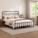 King Size Metal Bed Frame with Headboard and Footboard,Black