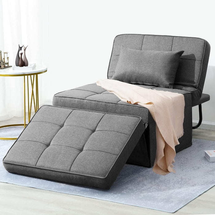 Light Grey Contemporary Convertible Sofa Bed Ottoman