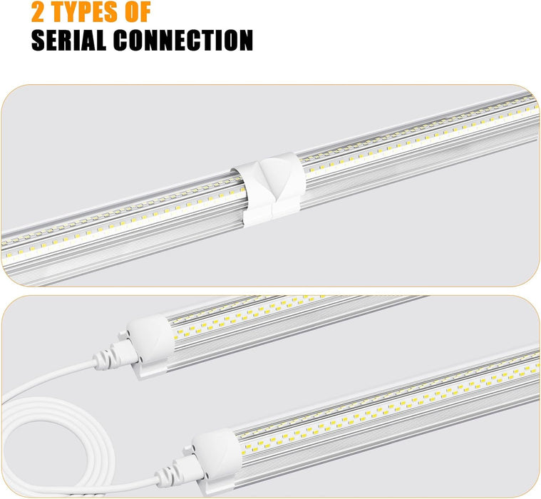 LED Shop Light 4FT, 6000K 50W 7500Lm Linkable Utility Ceiling Light Fixture, 4 Foot T8 Integrated LED Tube Lights, V Shape High Output Linkable with On/Off Switch (12Pcs)