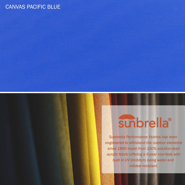 9' round Aluminum Market Umbrella, Crank Lift, Push Button Tilt, Black Pole, Sunbrella Pacific Blue