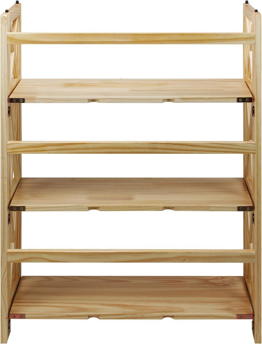Montego 3-Shelf Folding Bookcase, Natural , 27.5" Wide