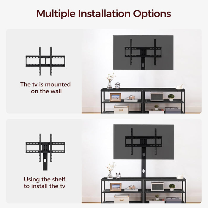 59" TV Stand with Mount and 4 Power Outlets, Entertainment Center Media Console, Swivel TV Stand Mount up to 75 Inch Tvs, Height Adjustable, Metal Frame for Living Room, Bedroom TVBK35E01