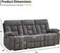 Reclining Sofa for Living Room, Extra Wide Modern Overstuffed 3 Seat Recliner Manual Sofa with Hidden Armrest Cup Holders, Soft Breathable Fabric and Padded Seat, Light Grey