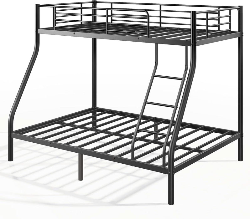 Sogesleep Bunk Beds Twin over Full Size, More Sturdy Heavy Duty Metal Bunk Bed with Angled Ladder for Teens and Adults, Used for Spaces-Saving, Apartment or Dorm, Noise Free & Easy Assembly, Black