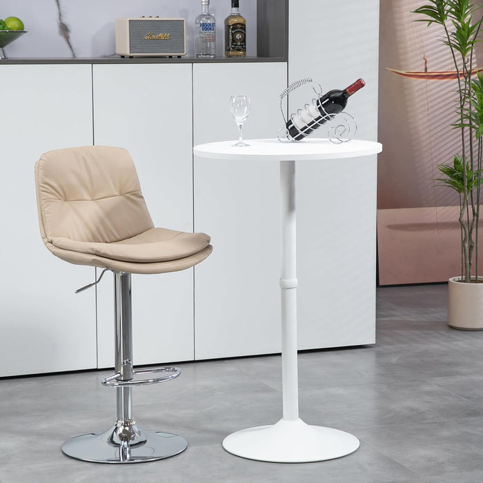 24'' round Cocktail Bar Table with Metal Base, Tall Bistro Pub Table, Counter Bar Height Table for Kitchen, Dining Room, Living Room, Easy Assembly, White