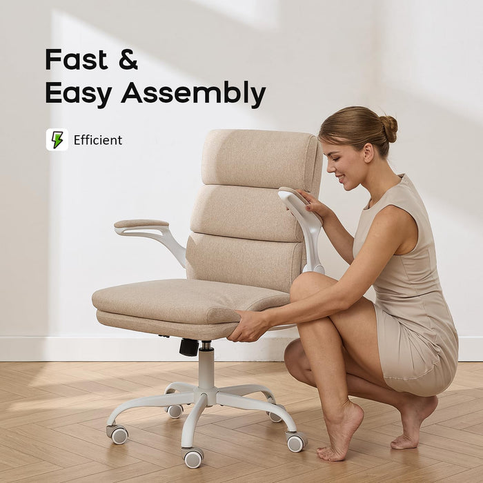 Home Office Desk Chair, Fabric Flip-Up Armrests Comfy Task Chair