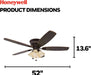 Ceiling Fans Glen Alden, 52 Inch Classic Flush Mount Indoor LED Ceiling Fan with Light, Pull Chain, Quick-2-Hang Dual Finish Blades, Reversible Motor - 50183 (Oil Rubbed Bronze)