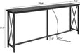 70 Inch Console Table with Outlets and USB-C Port, Extra Long behind Couch Sofa Table with X-Shaped Design, Narrow for Entryway, Living Room, Metal Frame, Wooden Top, Black
