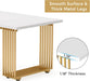 Modern Dining Table for 6-8 People, 70.8 Inches Long White Room Kitchen, Wood Kitchen with Gold Metal Legs, Rectangular Dinner Room, Family Gathering