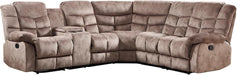 Manual Reclining Sectional Sofa Set for Living Room, Soft Fabric Recliner Corner Sectional Couch with Center Console, Cup Holder and Storage, Brown