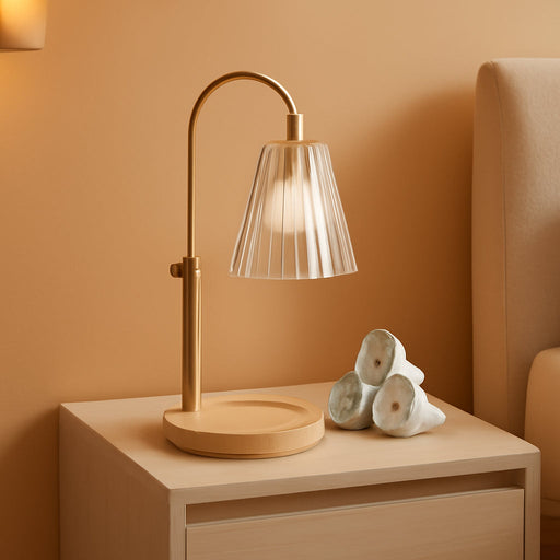 Adjustable Wood Candle Warmer Lamp for Jar Candles – Large round Base, Dimmable Electric Candle Melter with Timer, Flameless Candle Heating Lamp with 4 Halogen Light Bulbs