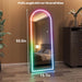 Arch Full Length Mirror 55.5 X 15.7 in with Stand — Arch LED RGB Full Body Mirror, 7 Lighting Modes, Dimmable Touch Controls, Adjustable Tilt, White Frame for Bedroom Dressing Room