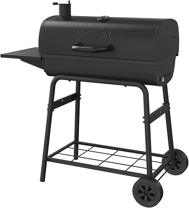 Premium 29" Charcoal Grill with Side Shelf, 552 SQ in Cooking Space, Adjustable Charcoal Tray, Chimney Air Vent, Warming Rack, Barrel Smoker Grill for Camping, Picnics, and More - 810-0029C