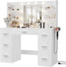 Vanity Desk with Mirror, LED Lights and Power Outlet Makeup Vanity Table with 7 Drawers and 6 Storage Shelves Dressing Table for Bedroom Dressing Room (White)