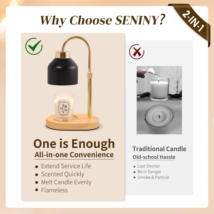 Electric Candle Warmer Lamp with Timer Dimmable, Adjustable Height Lamp Candle Warmer for Jar Candles, Home Decor Warming Light, Flameless Wax Melter Lamps, Christmas Birthday Gifts for Women