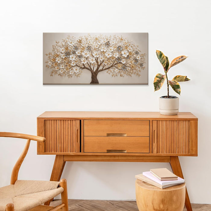 Modern Tree of Life Wall Art Print Canvas Art Wall Decor for Living Room Botanical Prints Aesthetic Home Wall Decor Pictures for Bedroom Study Warm Personal Interior Wall Decoration 20"×40"