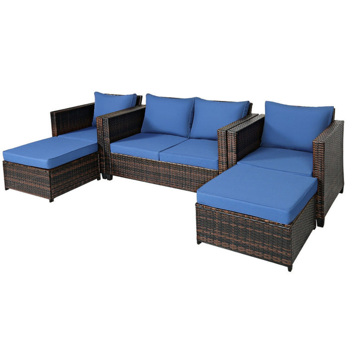 5 Pieces Patio Rattan Furniture Set with Removable Cushions