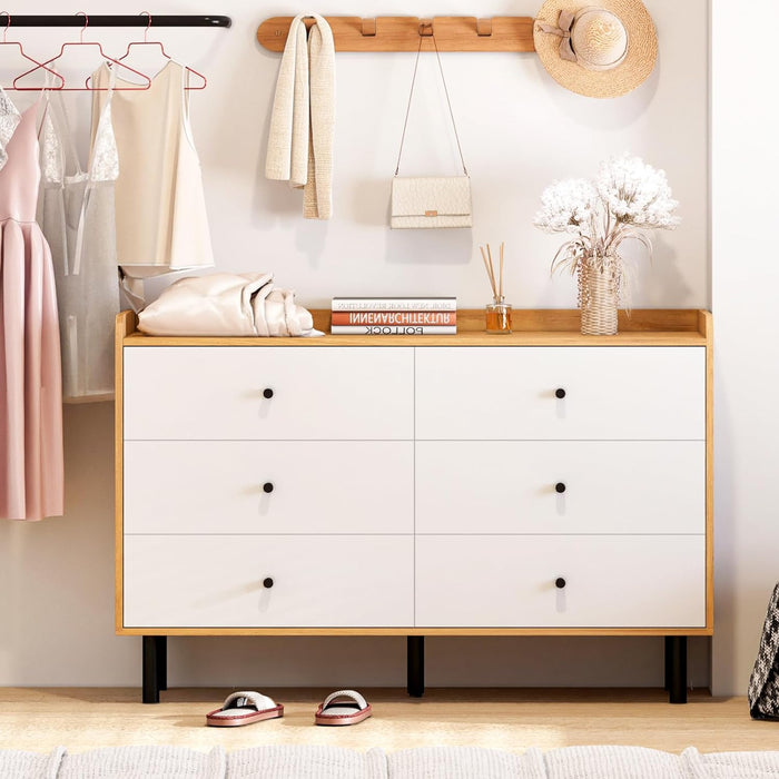 White Dresser with 6 Drawers for Bedroom