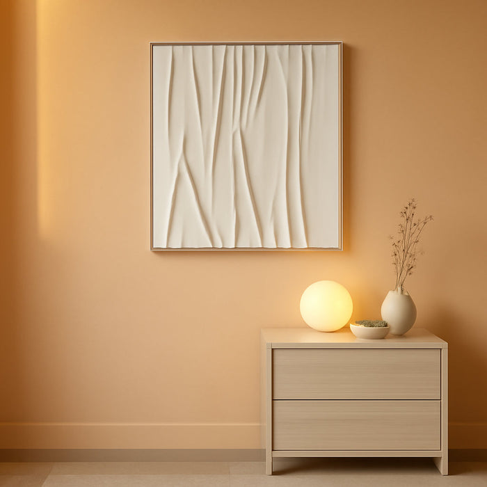 Large Beige Textured Wall Art for Living Room Textured White Framed Paint Stroke Collage Abstract Geometric Illustrations Minimalism Decorative Calm/Zen for Living Room, Bedroom, Office- 28"X40"