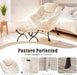 Large Lazy Chair and Ottoman for Adults, Accent Chair Oversized Lounge Armchair with Side Pocket & Footrest, Comfy Reading Chair Leisure Sofa for Bedroom, Living Room, Office (Corduroy, White, Single)
