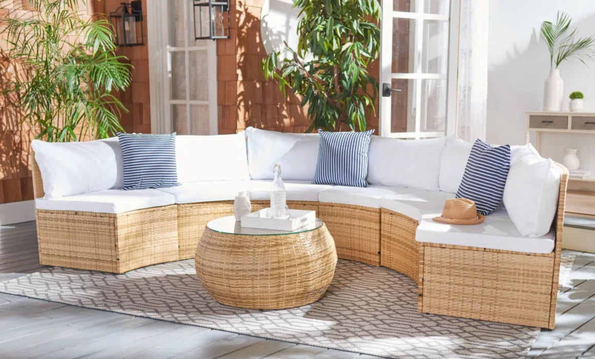 Cabble Wicker 6 - Person Patio Conversation Sets with Cushions