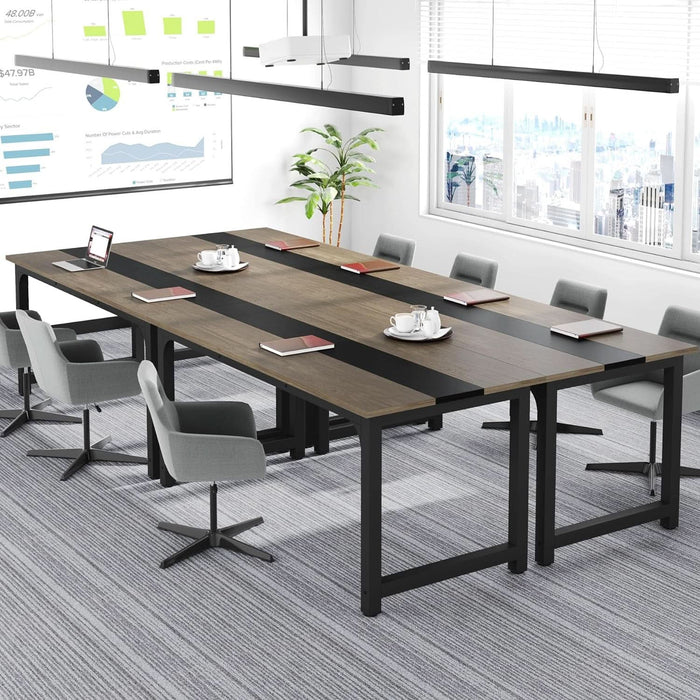 70.8” Executive Desk, Large Office Computer Desk with Thicken Frame, Modern Simple Workstation Business Furniture for Home Office, Vintage Grey/Black