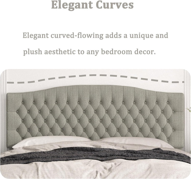 King Headboard Only, Upholstered Headboard King for Adjustable Bed Linen Tufted Calking Size Wall Mounted Head Board with Solid Wood Legs Head Board, Linen