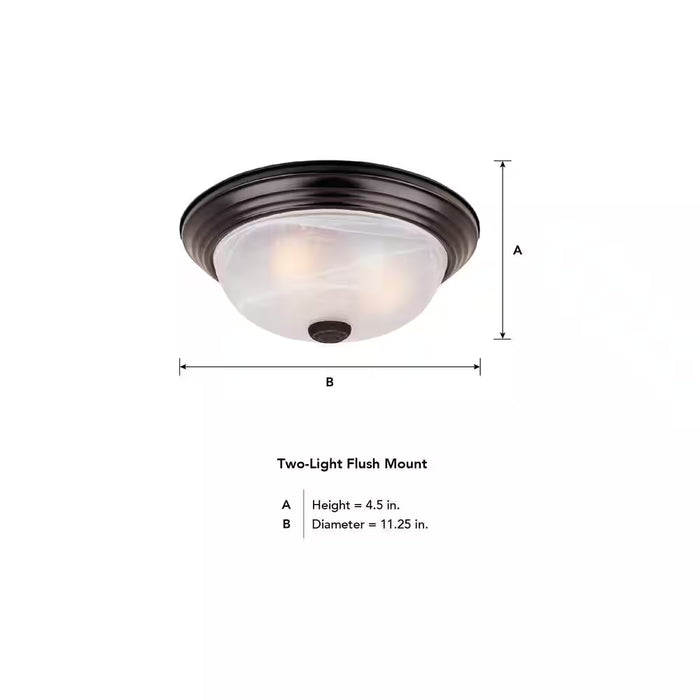 11 In. Small 2-Light Oil Rubbed Bronze Ceiling Light Flush Mount