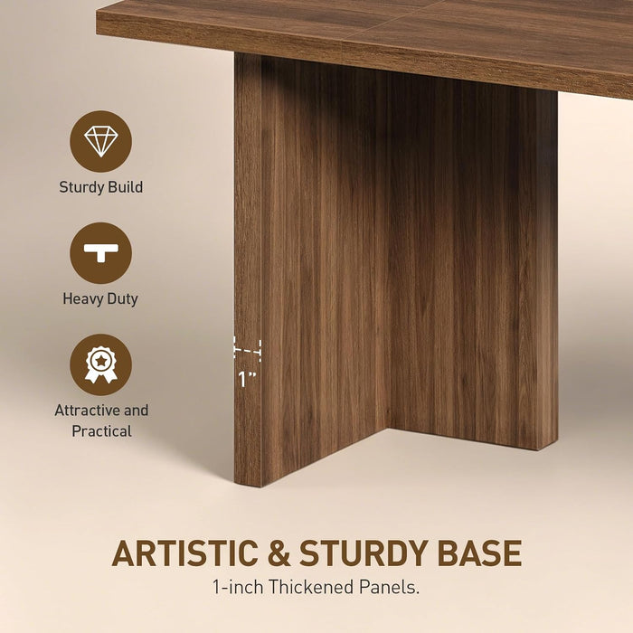 Rectangle Dining Table for 6-8, Walnut Wood Finish