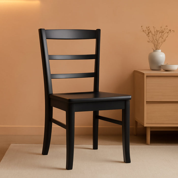 International Concepts Pair of Madrid Ladderback Chairs, Black