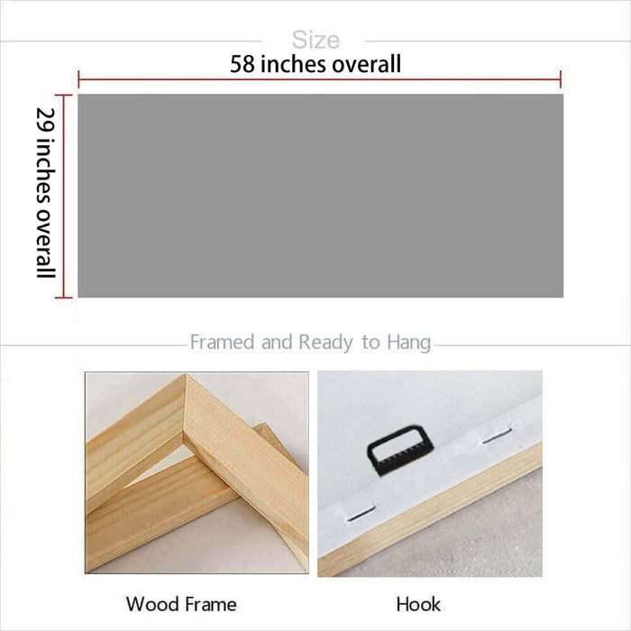 Abstract Canvas Wall Art Textured Extra Large 58“X29” Framed- Black Beige Brush Strokes Painting, Modern Splatter Artwork for Living Room Bedroom Home Office Luxury Wall Decor