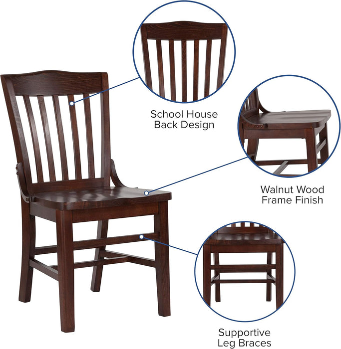 School House Back Walnut Wood Chair