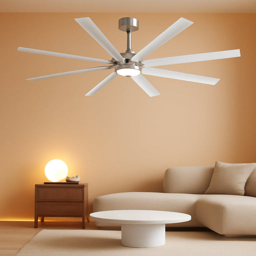 Smart 72 Inch Outdoor Ceiling Fan Matte Black Aluminum