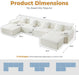 160 Inch White Corduroy Modular Sectional Sofa Set