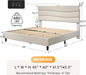 Queen Size Bed Frame, Upholstered Queen Bed Frame with Charging Stations, Storage Headboard Adjustable, Bedroom, Apartment, Dorm, Noise-Free, No Box Springs Needed, Beige