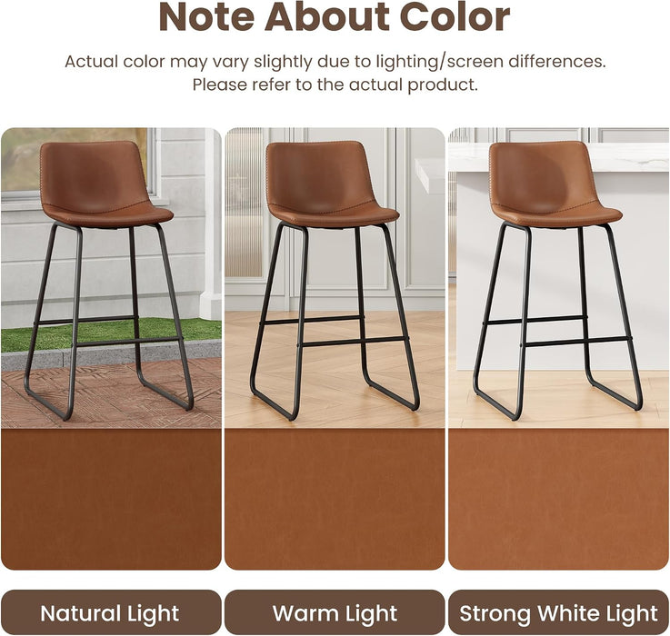 Bar Stool Set of 3, 26" Urban Faux Leather Counter Stool, Dark Brown