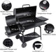 CC2036F Barrel Charcoal Grill with Offset Smoker, Outdoor BBQ Grill with 1200 Sq. In. Grilling Area for Large Event Gathering, Black