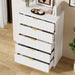 White Dresser for Bedroom, Modern Dresser with 5 Drawers and Smooth Slides, Wide Chest of Drawers with Golden Handles for Bedroom, Living Room, Closet, 15.7" D X 31.5" W X 47.2" H