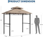 8X5 Ft BBQ Grill Gazebo with Double Roof, Outdoor Grill Shelter with 2 Side Shelves & Tool Hooks, Weather-Resistant Patio Shelter for Backyard Cooking
