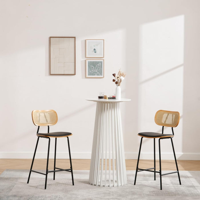 Modern Pub Table round Bar Height Cocktail Table Wood Window Table 24-Inch Top, 43.5-Inch Height, White