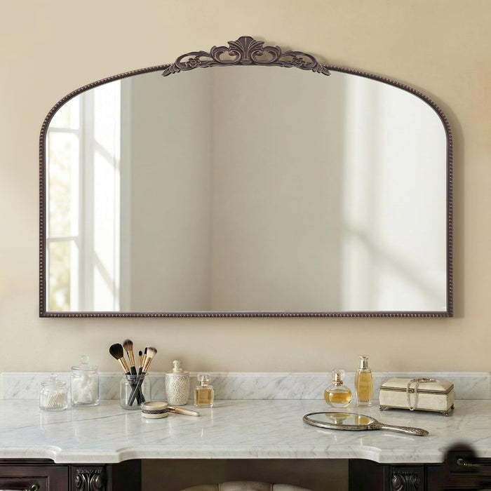 Large Bronze Vintage Mirror: 48"X33" Baroque Antique Wall Mirror