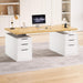 Electric Standing Desk with 6 Drawers, 55" Adjustable Stand up Desk with Storage, Computer Desks with Power Outlets for Home Office, White + Oak
