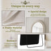 71"X32" Arched Mirror Full Length, Full Body Freely Standing Mirror, Flannel Floor Mirror with Stand for Bedroom, Living Room, Hanging or against the Wall, White