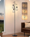 70IN Farmhouse Floor Lamps for Living Room, Dimmable Industrial Tall Standing Lamps 3 LED Edison Bulbs Included, Diamond-Shaped Cage, Rustic Tree Corner Light for Bedroom, Office, Black