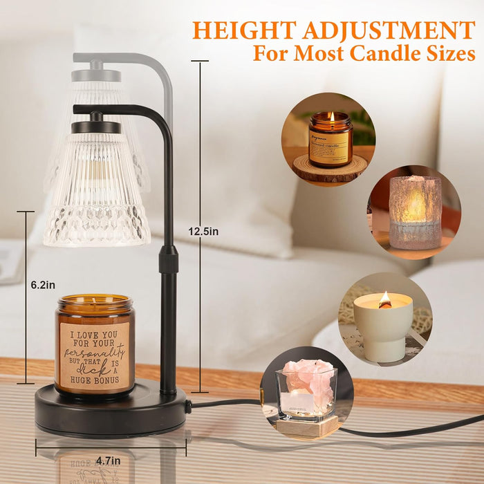 Candle Warmer Lamp Adjustable Height & Dimmable, Electric Candle Warmers for Jar Candles, Home Decor Lamp with Timer, Perfect Gifts for Women Men, Safe Night Light for Bedroom Office (Black)