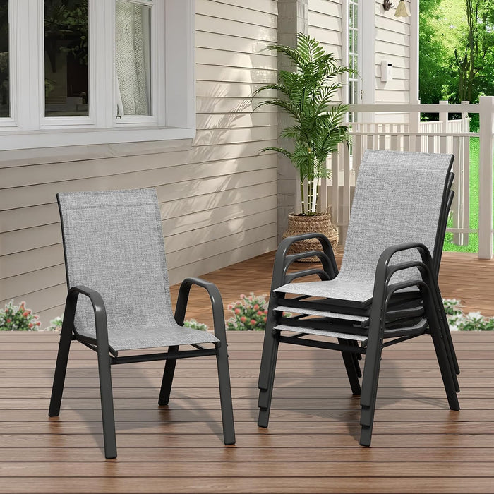 Patio Chairs Set of 4, Stackable Chairs with High Back for Backyard