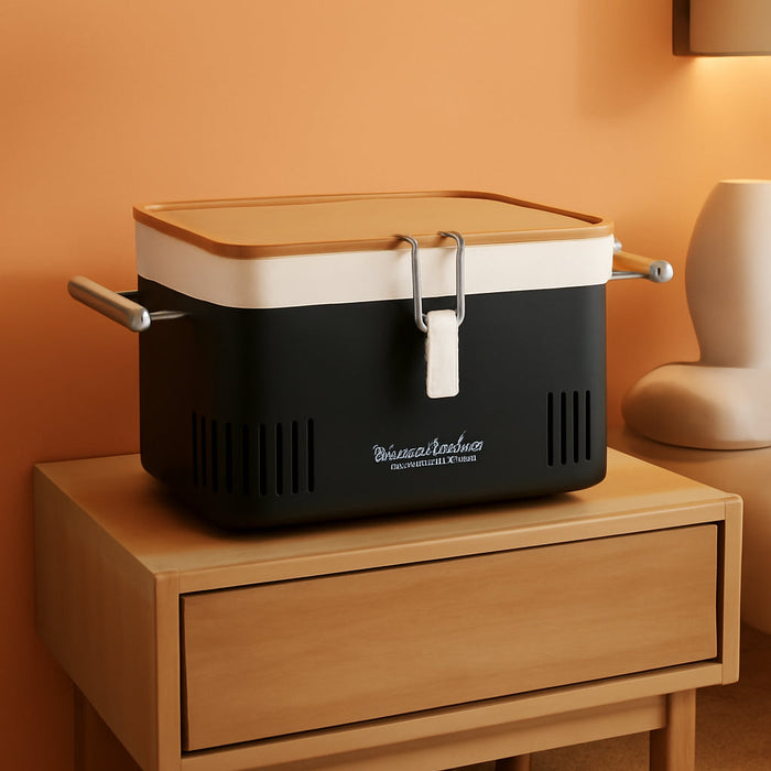 CUBE Portable Charcoal Grill, Tabletop BBQ, Perfect Tailgate, Beach, Patio, or Camping Grill, Lightweight & Compact Small Grill with Preparation Board & Food Storage Tray, Matte Black