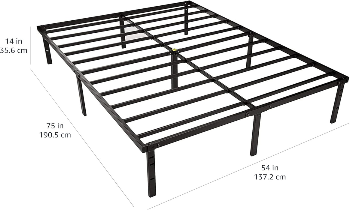 Sturdy Heavy-Duty Non-Slip Platform Bed Frame Full Size Storage, Steel Slat Support, Noise Free, Easy Assembly, 14 Inch Black