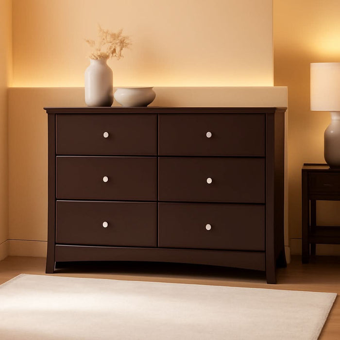 Crescent 6 Drawer Dresser Espresso GREENGUARD Gold Crescent 6 Drawer Dresser Espresso GREENGUARD Gold